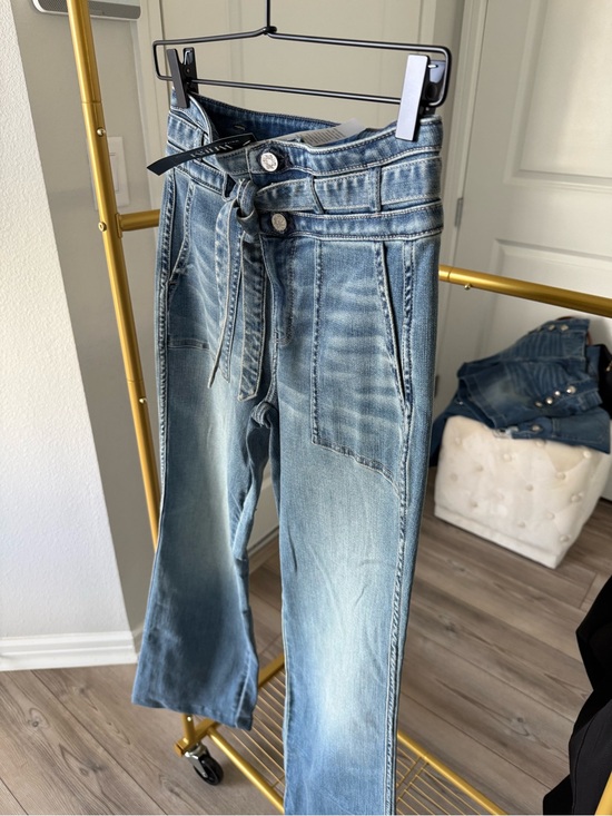 White House Black Market Denim - White House Black Market Light Blue High-Rise Wide-Leg Jeans with Front Tie